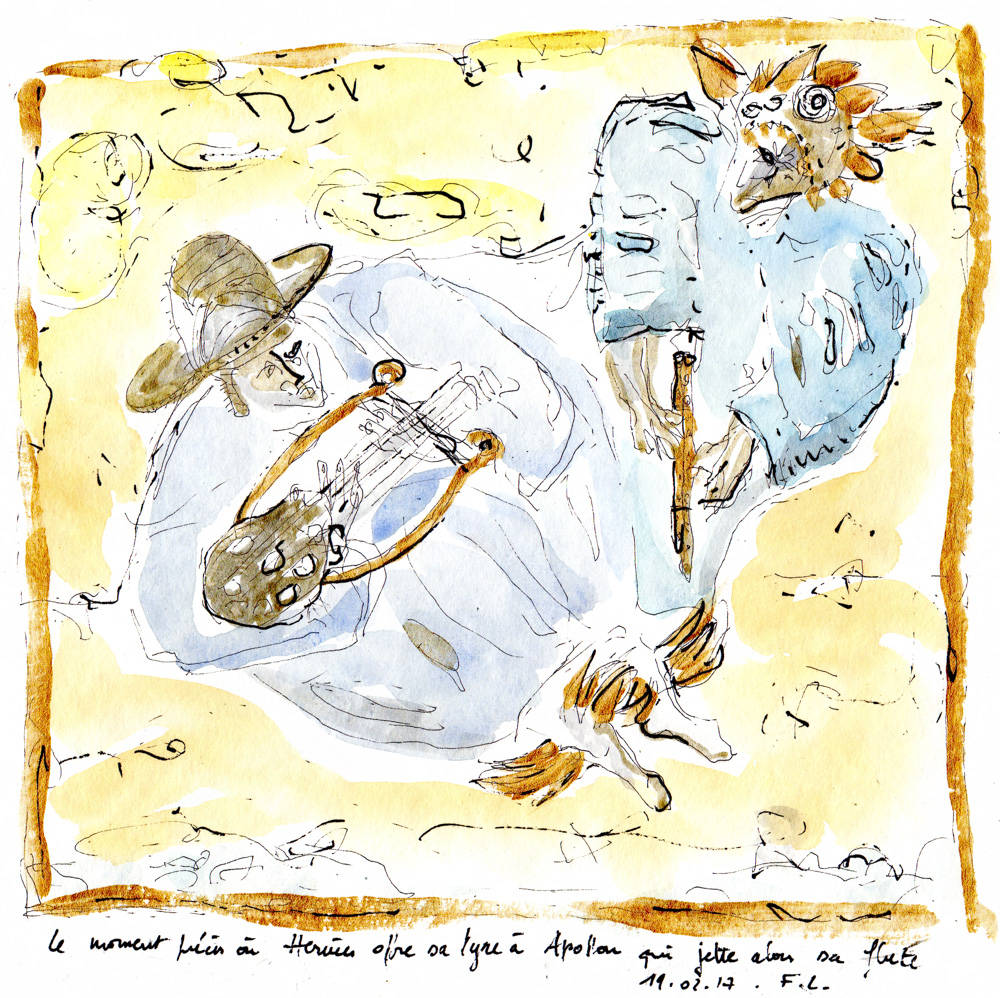 Hermés offre sa lyre à apollon